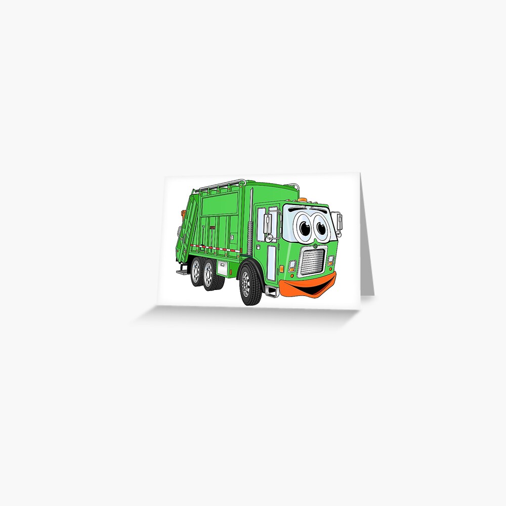 "Silly Smiling Garbage Truck Cartoon" Greeting Card By Graphxpro ...