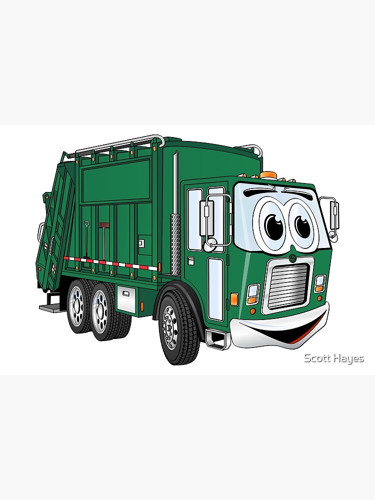 green garbage truck cartoon