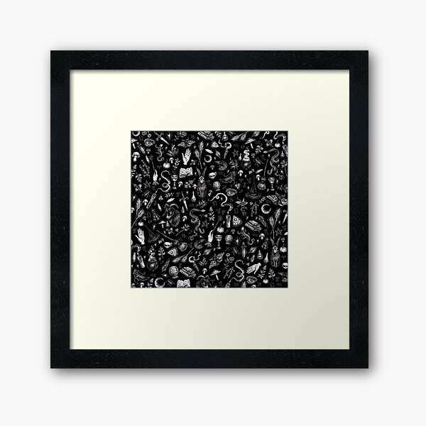 Salem Witch in Black Framed Art Print