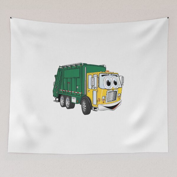 Item preview, Green Gold Smiling Garbage Truck Cartoon designed and sold by Scott Hayes.