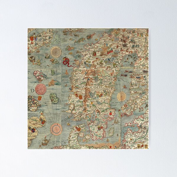 Item preview, Vintage Midieval European Map designed and sold by 4Craig.