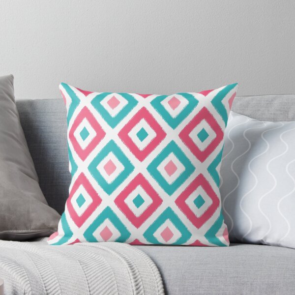 Item preview, Ikat Diamond Pattern Pink and Aqua  designed and sold by JannaSalak.