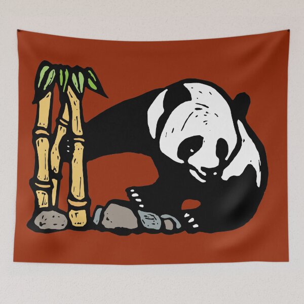 Item preview, Panda with Bamboo on red designed and sold by candhdesigns.