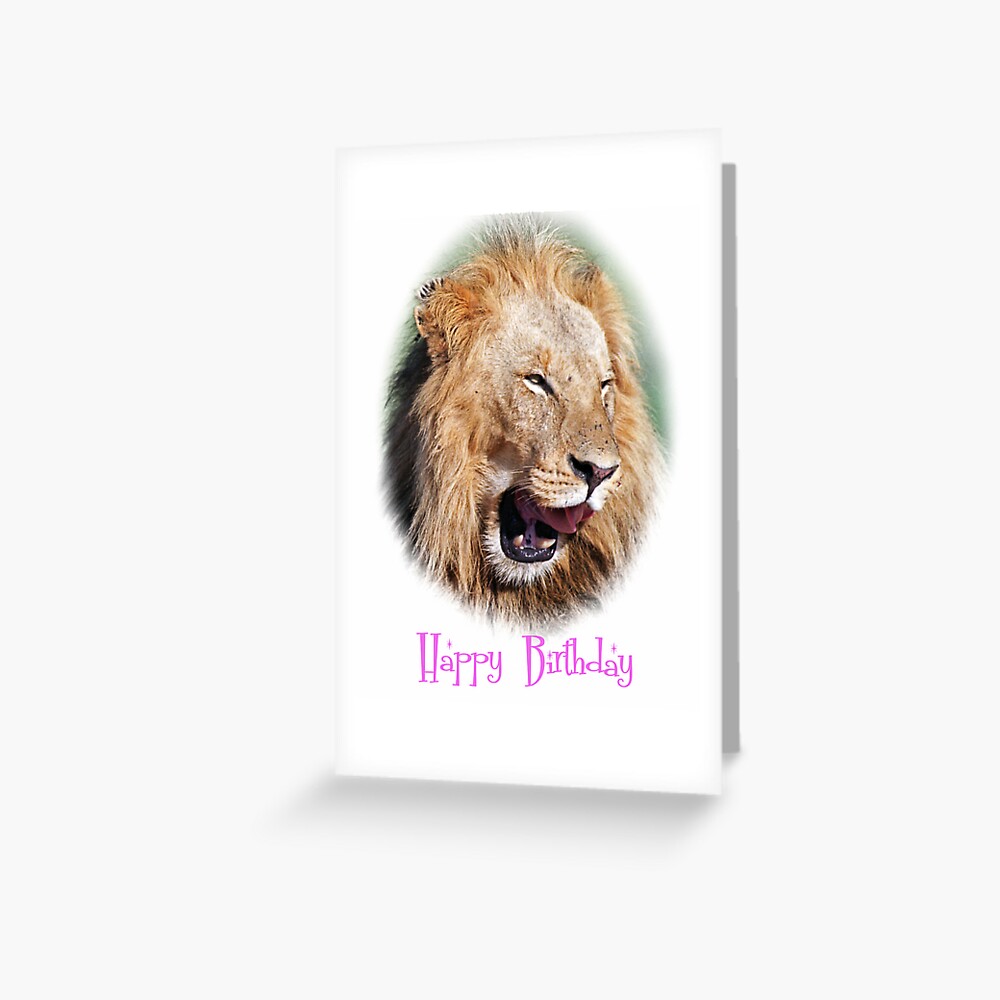 Carte De Vœux Carte De Joyeux Anniversaire De Lion Par Leksele Redbubble