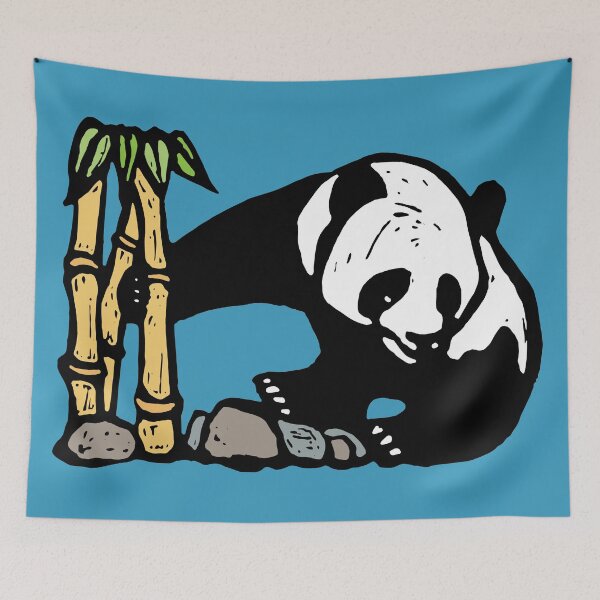 Item preview, Panda with Bamboo on blue designed and sold by candhdesigns.