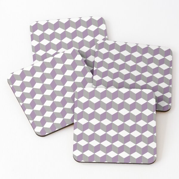 Item preview, Isometric Cube Pattern Purple Grey Geometric Art Cut Out designed and sold by taiche.