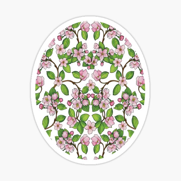 Item preview, Pink Apple Blossoms - Floral Pattern With Flower Buds, Leaves & Branches designed and sold by somecallmebeth.