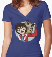 Sincloopy and Fat Poopy the Owl Women's Fitted V-Neck T-Shirt