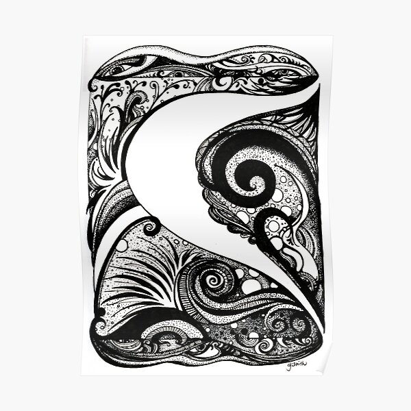 Swirls in the Ocean Floor, Ink Drawing Poster