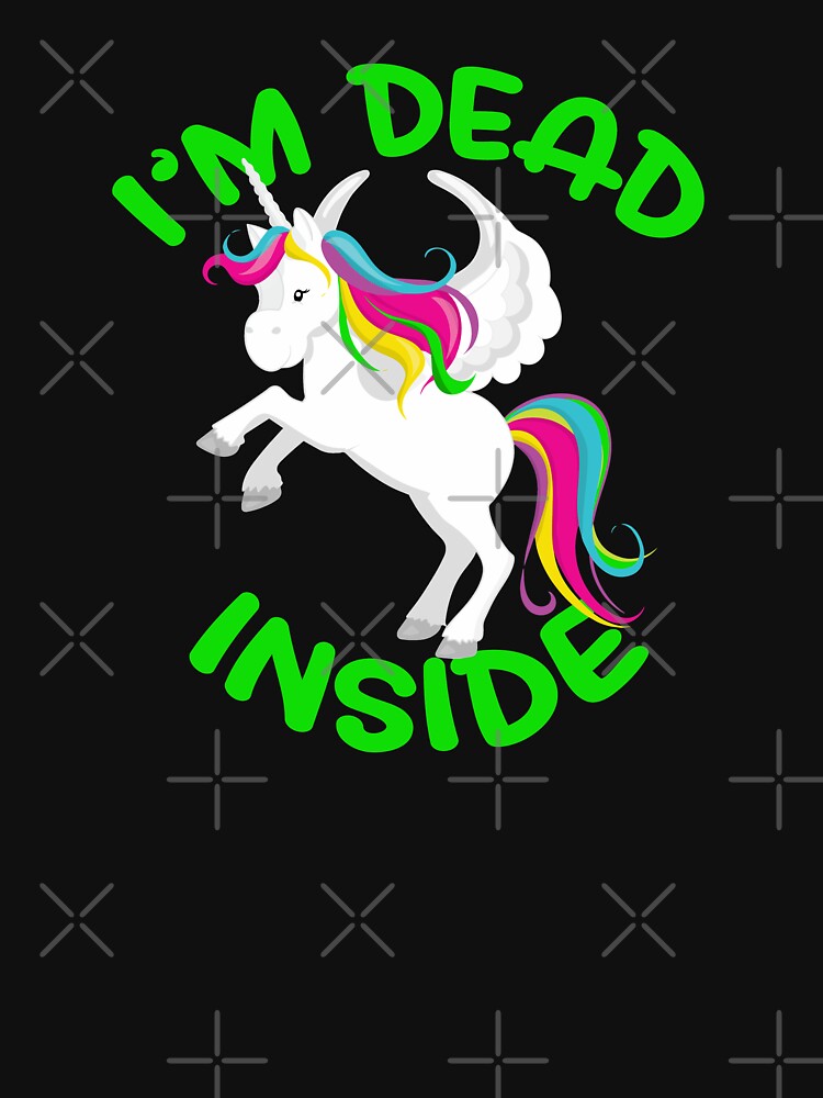 Thumbnail 3 of 3, Fitted Scoop T-Shirt, I'm Dead Inside Unicorn designed and sold by wrestletoys.