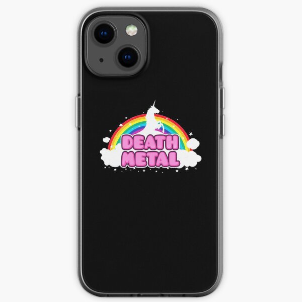 DEATH METAL! (Funny Unicorn / Rainbow Mosh Parody Design) iPhone Soft Case