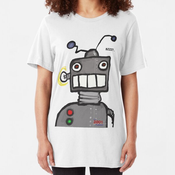 The 200% Podcast Robot t-shirt Slim Fit T-Shirt