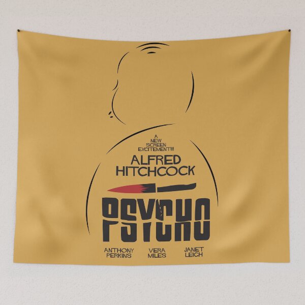 Item preview, Psycho, Alfred Hitchcock, minimalist movie poster, alternative film illustration, playbill designed and sold by Spallutos.