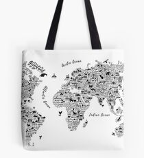 Typography World Map. Tote Bag