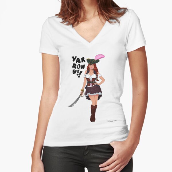 Lusty Pirate Queen Fitted V-Neck T-Shirt