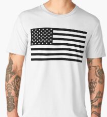 American Flag, STARS & STRIPES, USA, America, Black on white Men's Premium T-Shirt