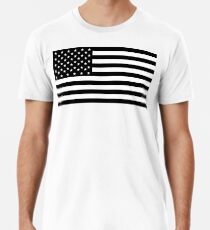 American Flag, STARS & STRIPES, USA, America, Black on white Men's Premium T-Shirt