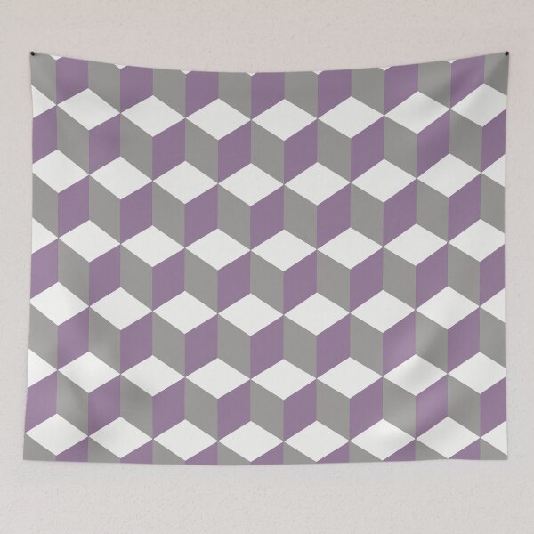 Item preview, Isometric Cube Pattern Purple Grey Geometric Art Cut Out designed and sold by taiche.