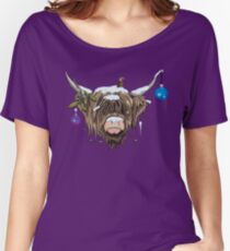 Christmas Highland Cow Women's Relaxed Fit T-Shirt