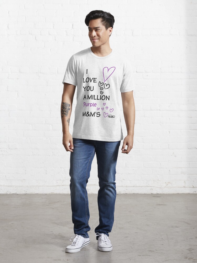 purple m&m shirt