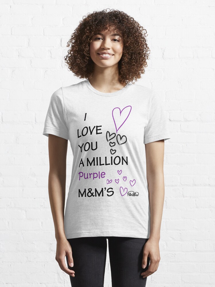 purple m&m shirt