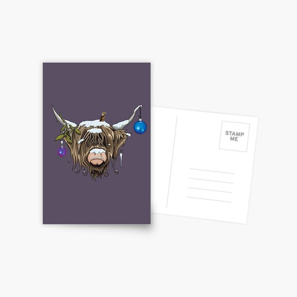 Christmas Highland Cow Postcard