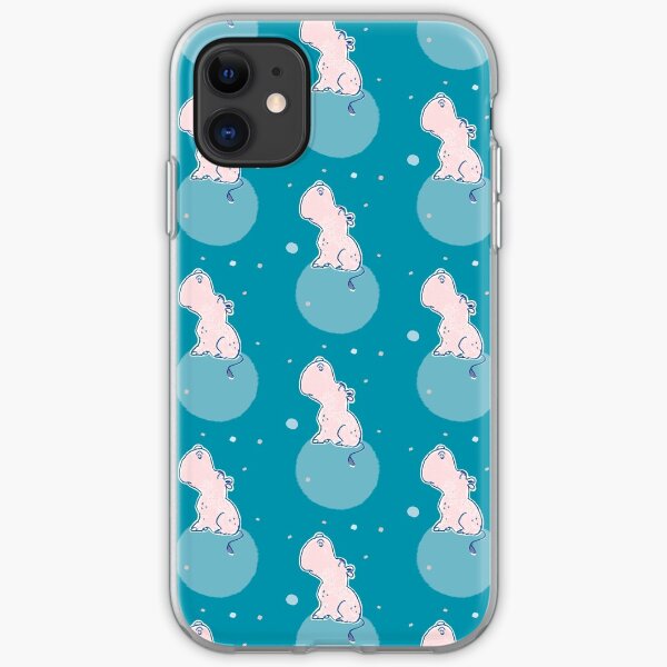 Nilpferd, Flusspferd - blau gemustert iPhone Flexible Hülle