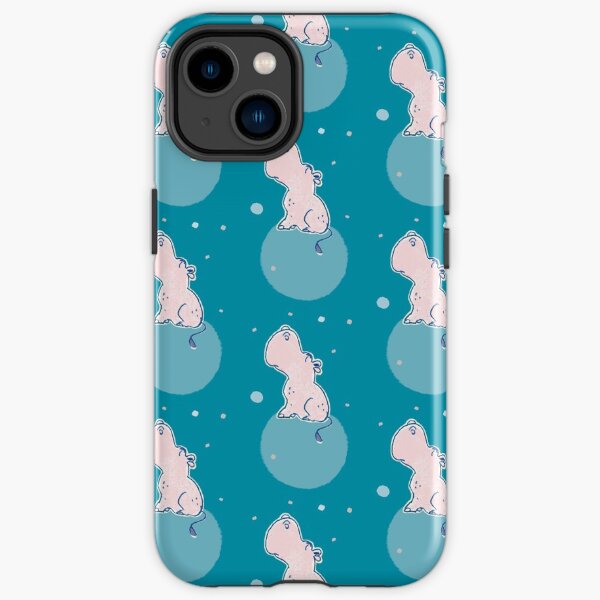 Nilpferd, Flusspferd - blau gemustert iPhone Robuste Hülle