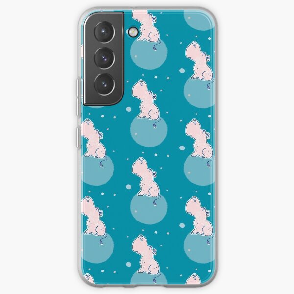 Nilpferd, Flusspferd - blau gemustert Samsung Galaxy Flexible Hülle