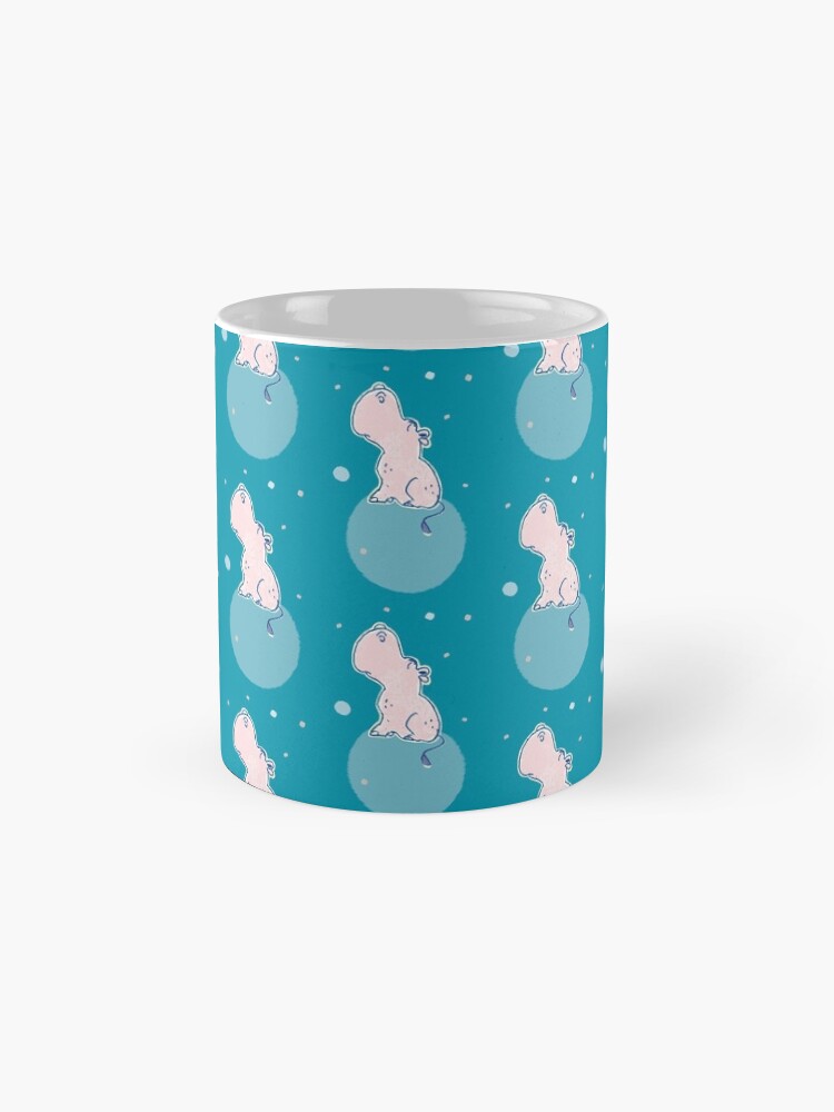 Alternative Ansicht von Nilpferd, Flusspferd - blau gemustert Tasse
