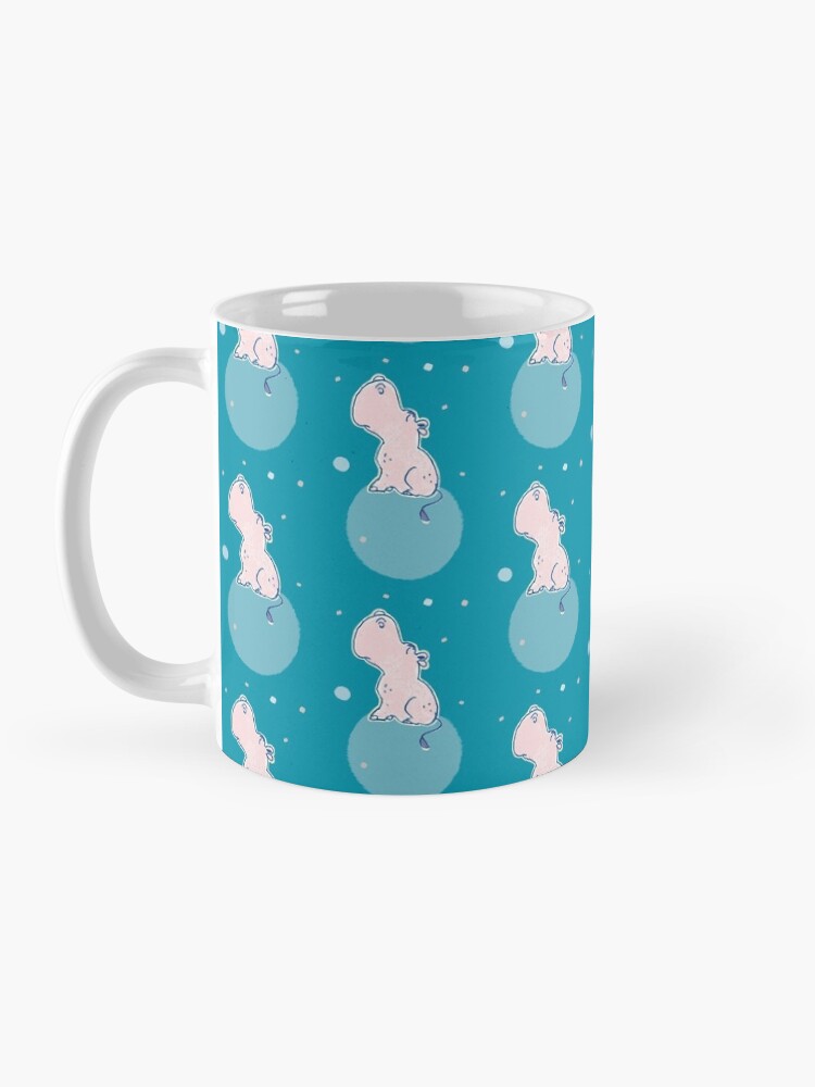 Alternative Ansicht von Nilpferd, Flusspferd - blau gemustert Tasse