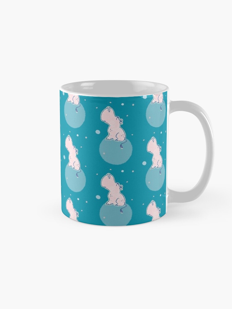 Alternative Ansicht von Nilpferd, Flusspferd - blau gemustert Tasse