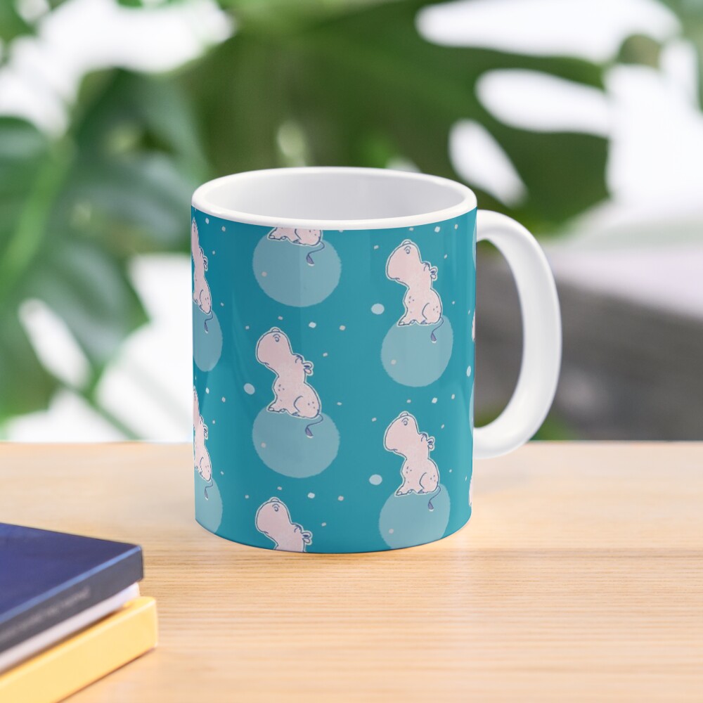 Nilpferd, Flusspferd - blau gemustert Tasse