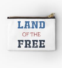 Land Of Free Merica American Flag T-Shirt Studio Pouch