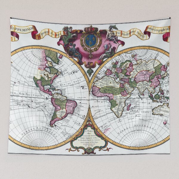 Item preview, Mapa del mundo para pared, arte de pared, decoración de dormitorio, 1720, impresión artística mappemonde designed and sold by FrenchPrinting.