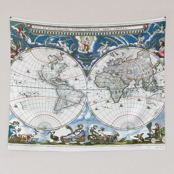 Item preview, World map wall art 1690 dorm decor mappemonde Art Print designed and sold by FrenchPrinting.