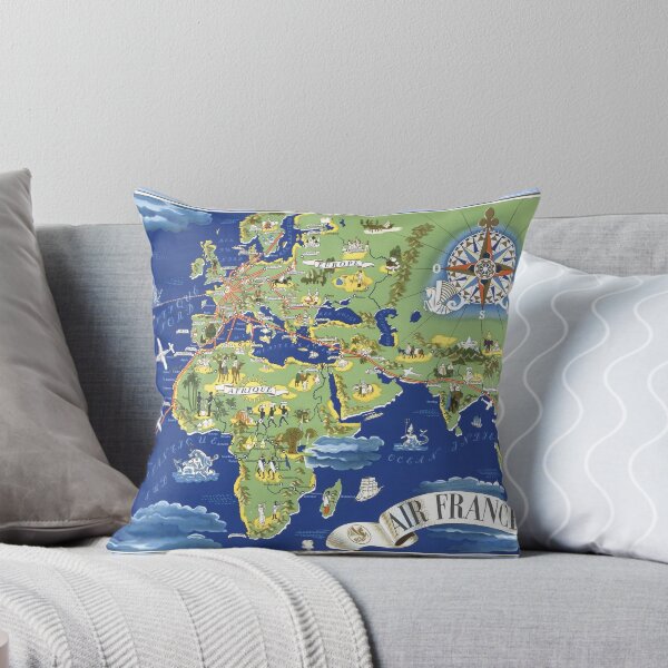 Item preview, World map wall art 1937 dorm decor mappemonde air france airways Art Print designed and sold by FrenchPrinting.