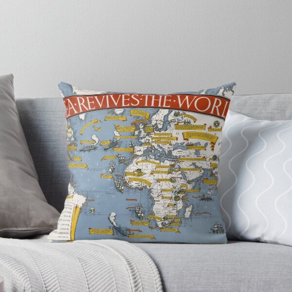 Item preview, Mapa del mundo arte de pared 1940 decoración de dormitorio mappemonde té revive el mundo Lámina artística designed and sold by FrenchPrinting.