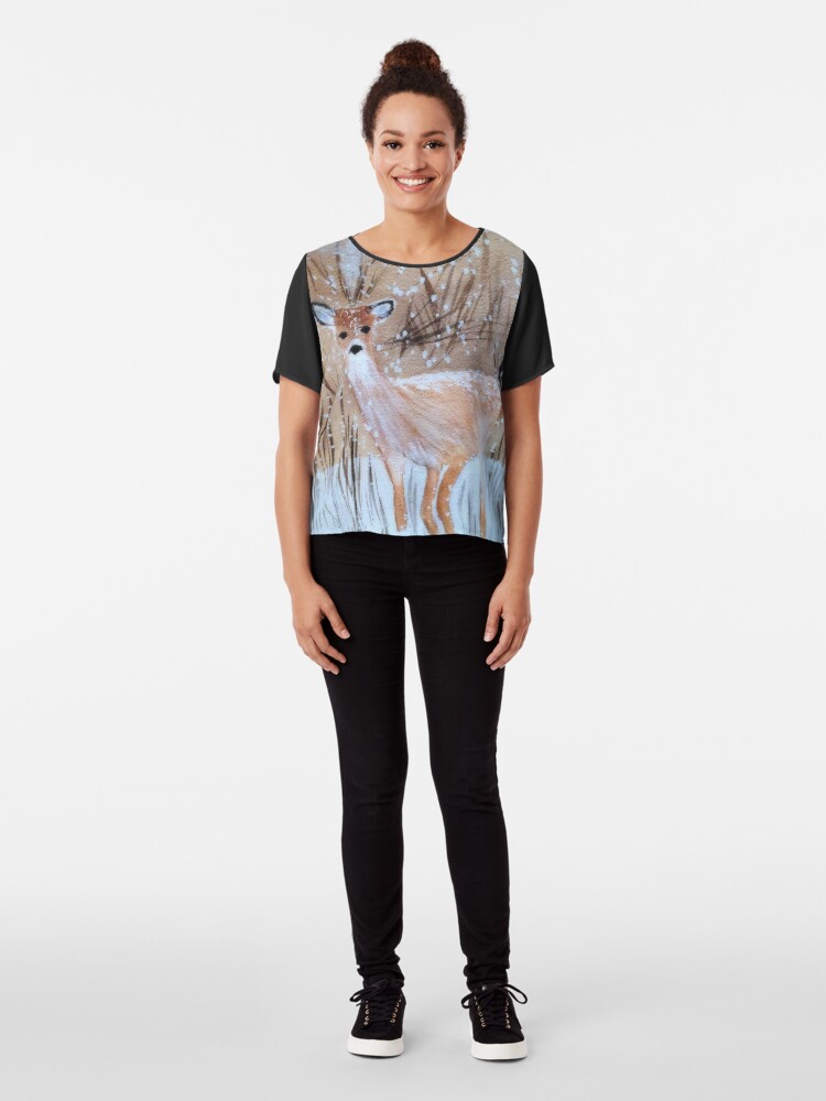 Alternate view of Deer in the Snow Chiffon Top