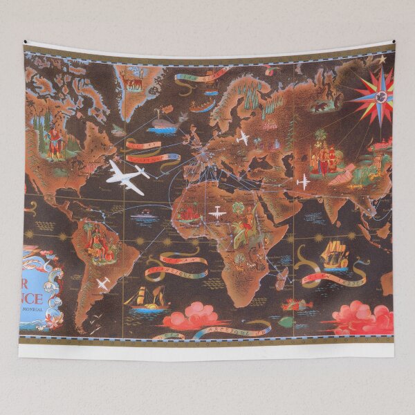 Item preview, World map wall art 1948 dorm decor mappemonde air france Art Print designed and sold by FrenchPrinting.