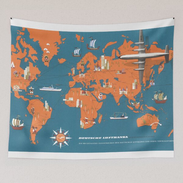 Item preview, World map wall art 1962 dorm decor mappemonde Art Print designed and sold by FrenchPrinting.