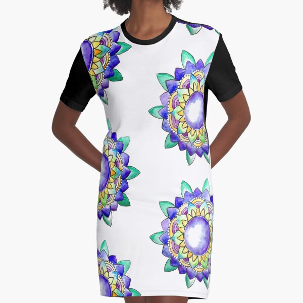 Watercolor Mandala Graphic T-Shirt Dress