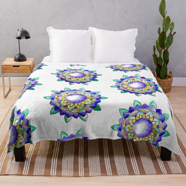 Watercolor Mandala Throw Blanket