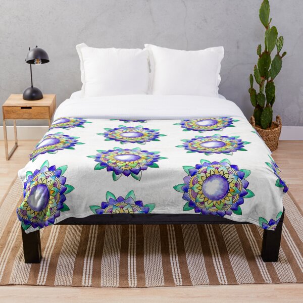 Watercolor Mandala Throw Blanket