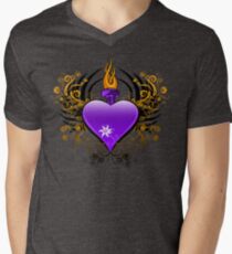 Flaming Heart Men's V-Neck T-Shirt