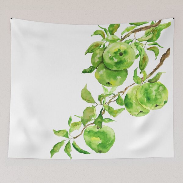 Item preview, hand painted green apple watercolor painting  designed and sold by ColorandColor.
