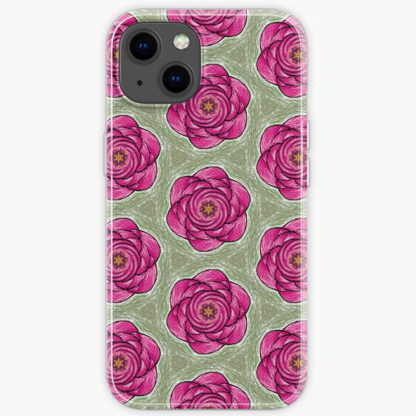 Green and Rose Abstract Flower iPhone Soft Case