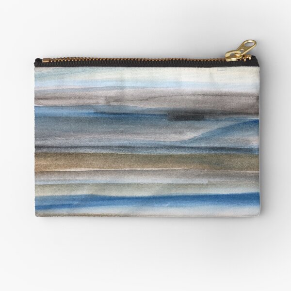 Brown and Blue Abstract Zipper Pouch