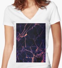 Coloured Gold Marble Texture Women's Fitted V-Neck T-Shirt