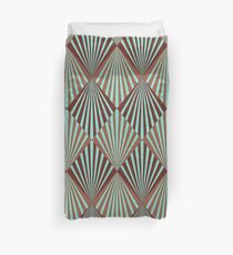 Art Deco, aquamarin, braun, Ära 1920, großer Gatsby, Retro, Vintag, elegant, Chic, Fan, Muster Bettbezug
